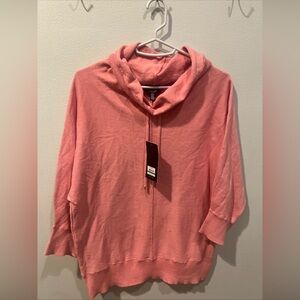 NWT jones new york signature Pink  Hoodie Sweater 100% Cotton Size L